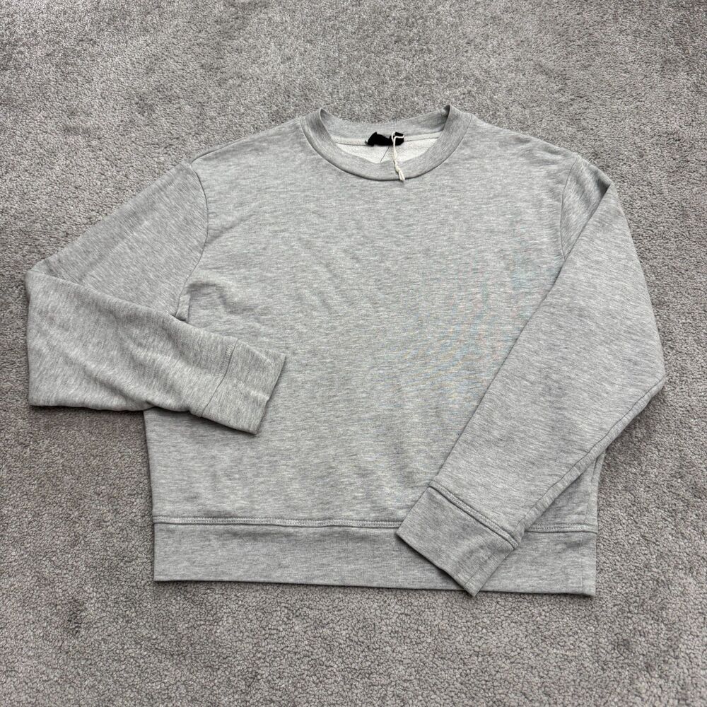 Monoprix Pullover Sweatshirt Womens Medium Gray Crew Neck Cotton Blend Casual